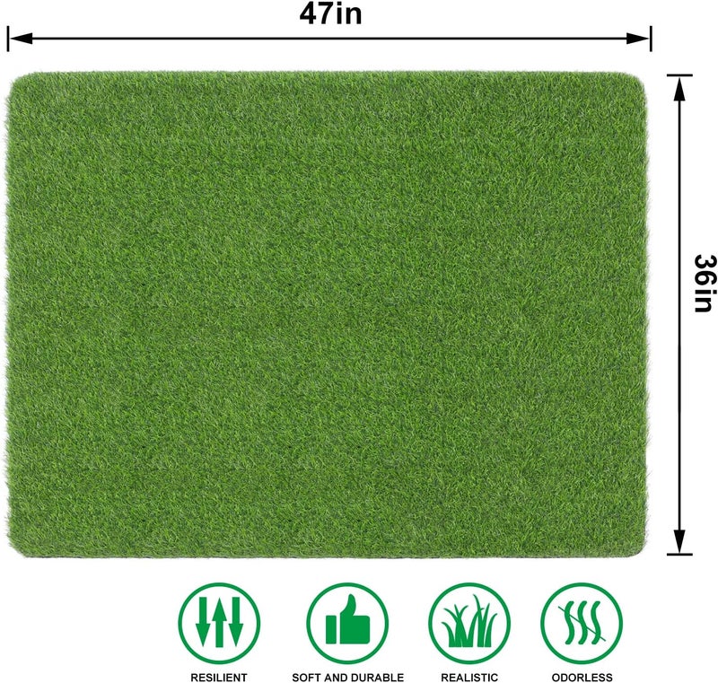OLanto Artificial Grass Mat, Turf Grass Front Door Mats Outdoor/Indoor, Realistic Fake Grass Rug for Dog, Entrance, Patio, Camper, Home Decor, 36” x 47” - Image 2